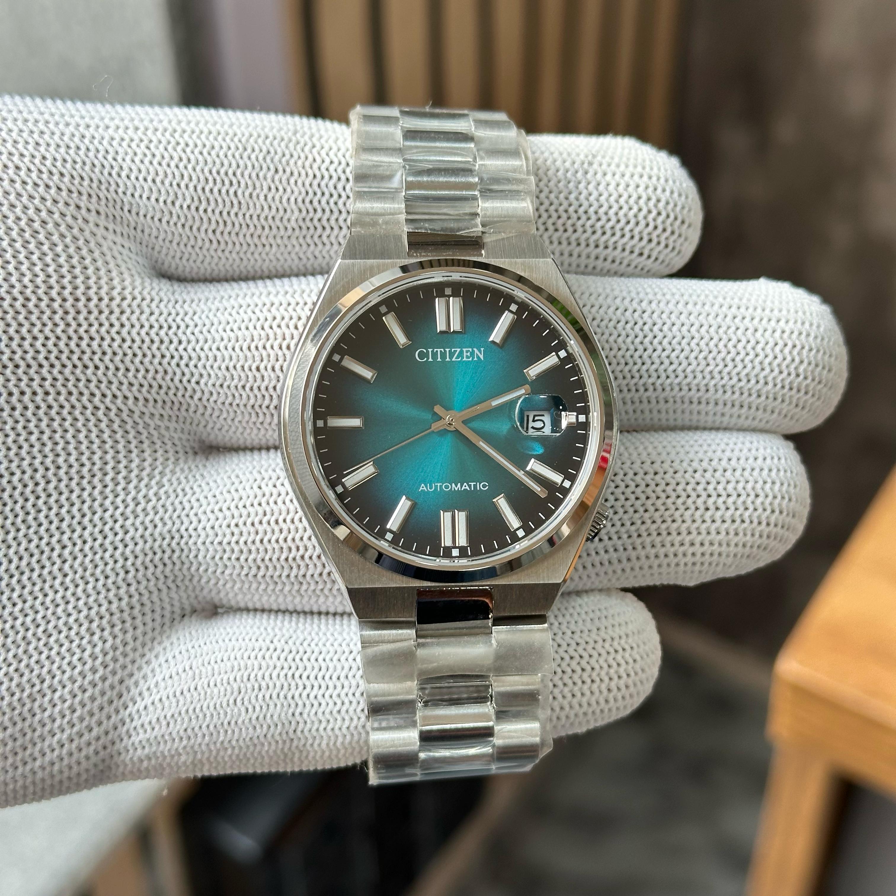 Citizen Tsuyosa Automatic Watch Turquoise Blue Dial Steel Bracelet 40 mm