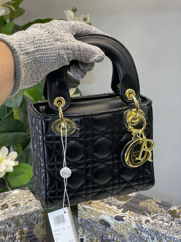 Lady dior signature small bag with og box 18cm(2303 black)