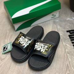 Puma SoftRide Pro 24 Super Black Gold Premium Flip Flop