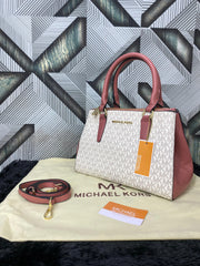MICHAEL KORS LAILA WHITE PINK SATCHEL