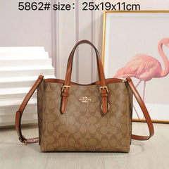Coach Mollie Leather Tote Bag With Dust Bag & Shoulder Strap (C23021 Apricot Brown)