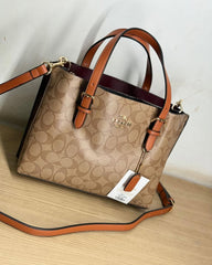 Coach Mollie Leather Tote Bag With Dust Bag & Shoulder Strap (C23021 Apricot Brown)