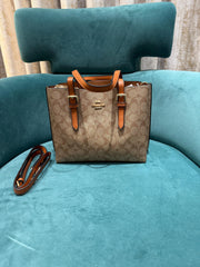 Coach Mollie Leather Tote Bag With Dust Bag & Shoulder Strap (C23021 Apricot Brown)
