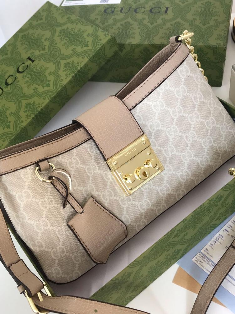 Gucci Padlock Brown Small Shoulder Bag With OG Box & Dust Bag 88278 Beige