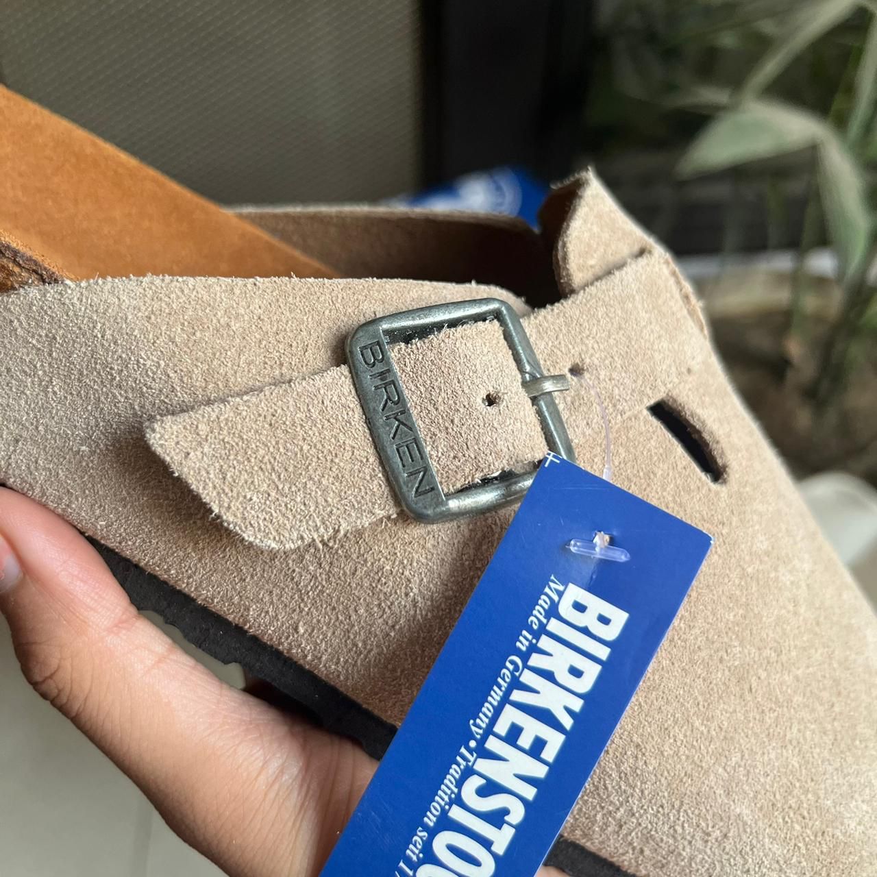Birkenstock Boston Slides (Suede Ivory)