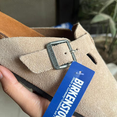 Birkenstock Boston Slides (Suede Ivory)