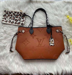 LOUIS VUITTON LV NEVERFULL BROWN TOTE BAG WITH LV DUST BAG