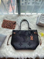 LOUIS VUITTON LV NEVERFULL BLACK TOTE BAG WITH LV DUST BAG