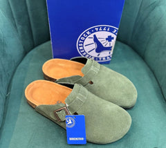 Birkenstock Boston Slides Suede Green