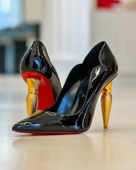 Christian Louboutin Lipstick Glossy Leather Black High Quality Heels With Dust Bag & OG Box
