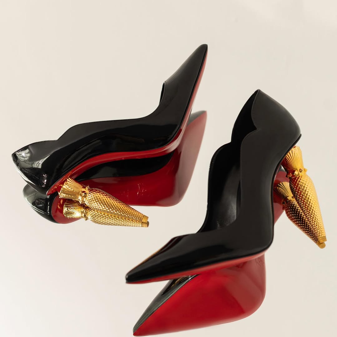 Christian Louboutin Lipstick Glossy Leather Black High Quality Heels With Dust Bag & OG Box