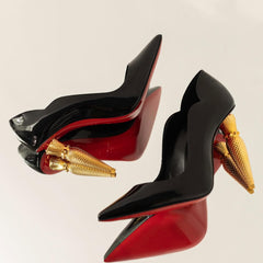Christian Louboutin Lipstick Glossy Leather Black High Quality Heels With Dust Bag & OG Box
