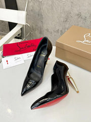 Christian Louboutin Lipstick Glossy Leather Black High Quality Heels With Dust Bag & OG Box