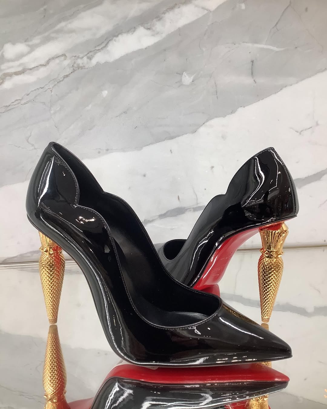 Christian Louboutin Lipstick Glossy Leather Black High Quality Heels With Dust Bag & OG Box
