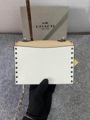 Coach Parker Studded Premium Shoulder Bag With OG Box & Dust Bag (Beige-28032)