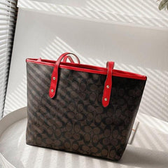 Coach Signature City Tote Bag With OG Box & Dust Bag (Dark Brown Red - 829)