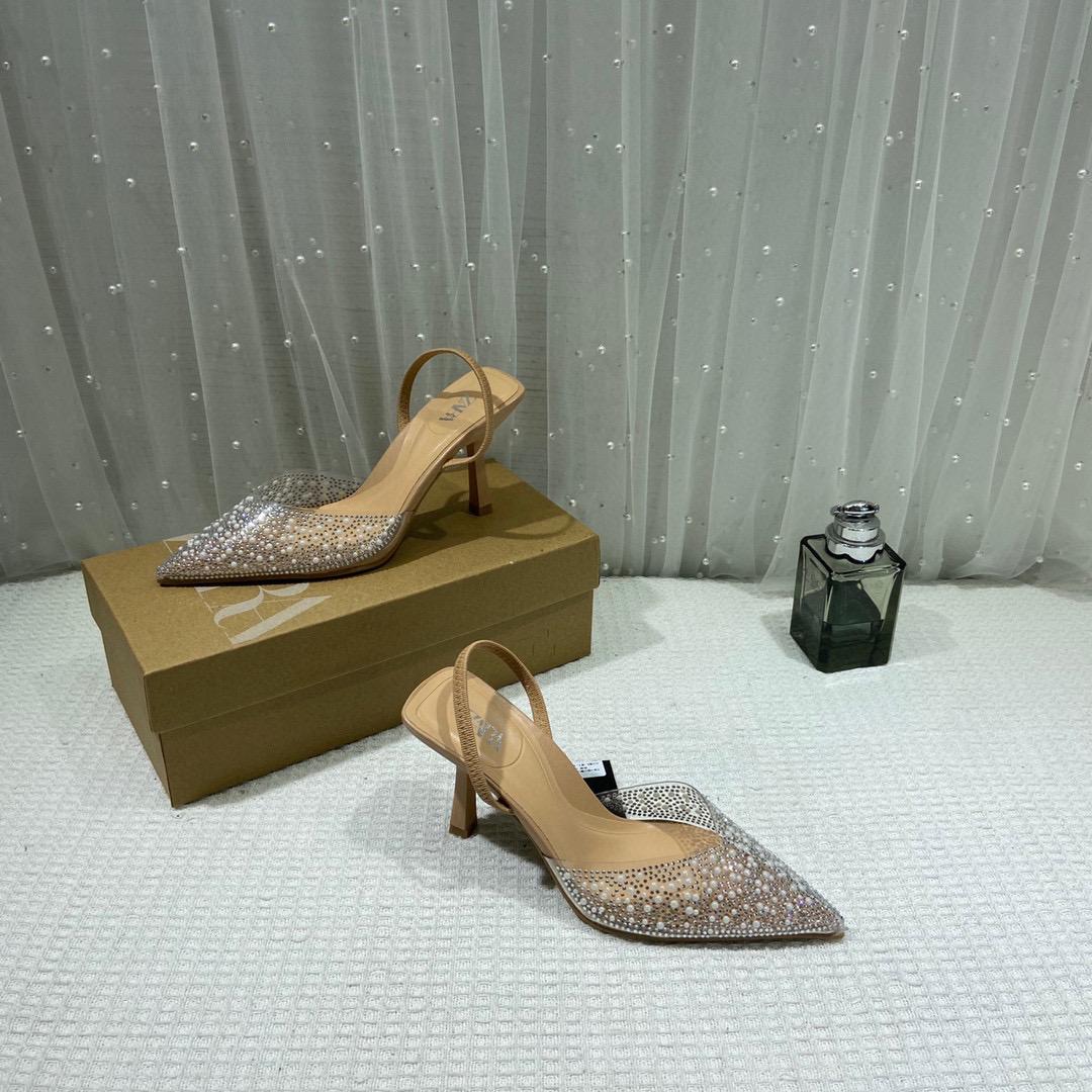 Zara Pearl Jewel Heels High Quality Wid OG Box & Dust Bag