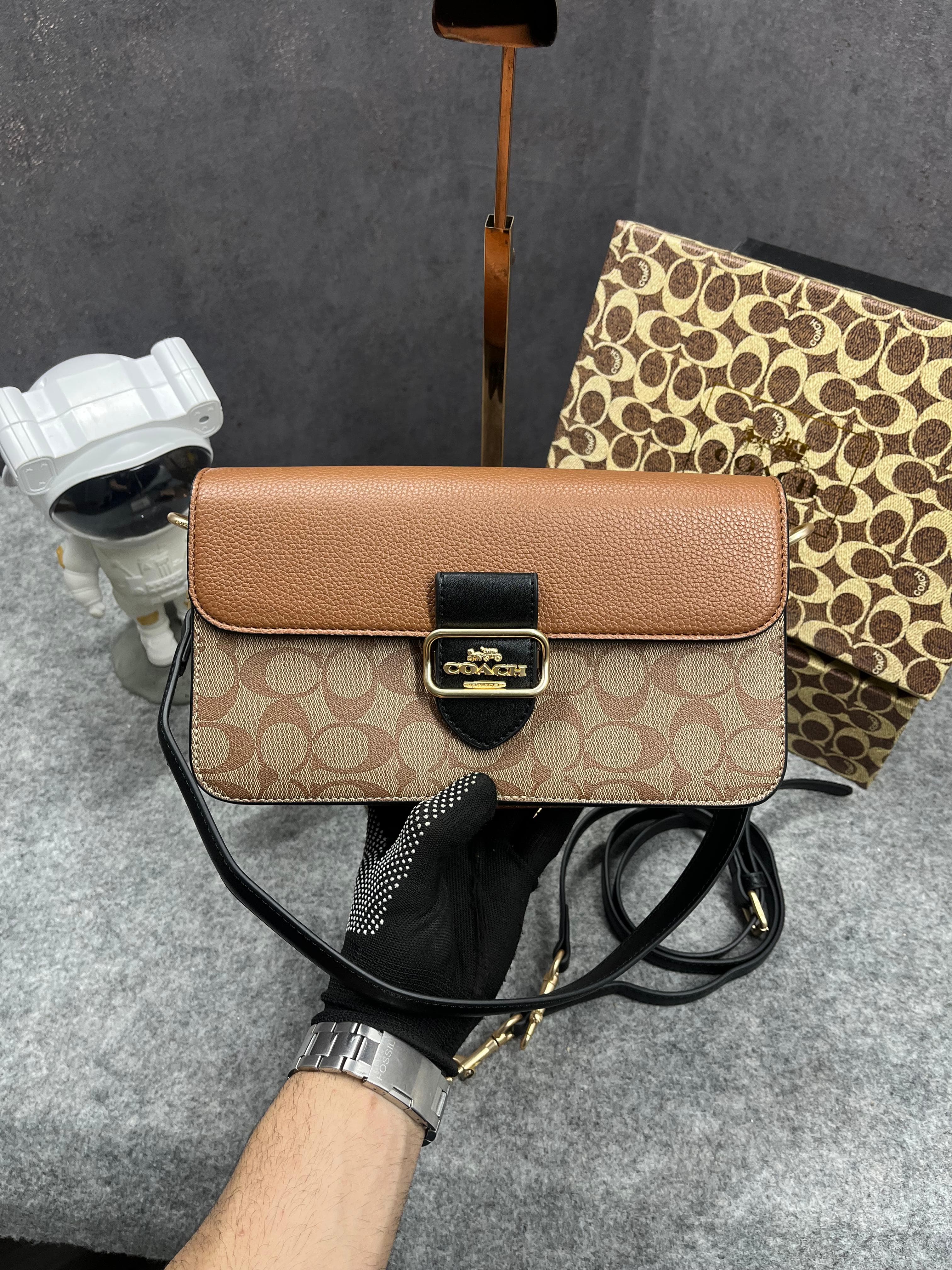 Coach Morgan 27 Shoulder Bag With OG Box & Dust Bag (5710 Apricot Brown)