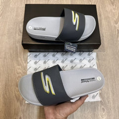 SKECHERS HYPER BURST S LOGO  SLIDE GRAY