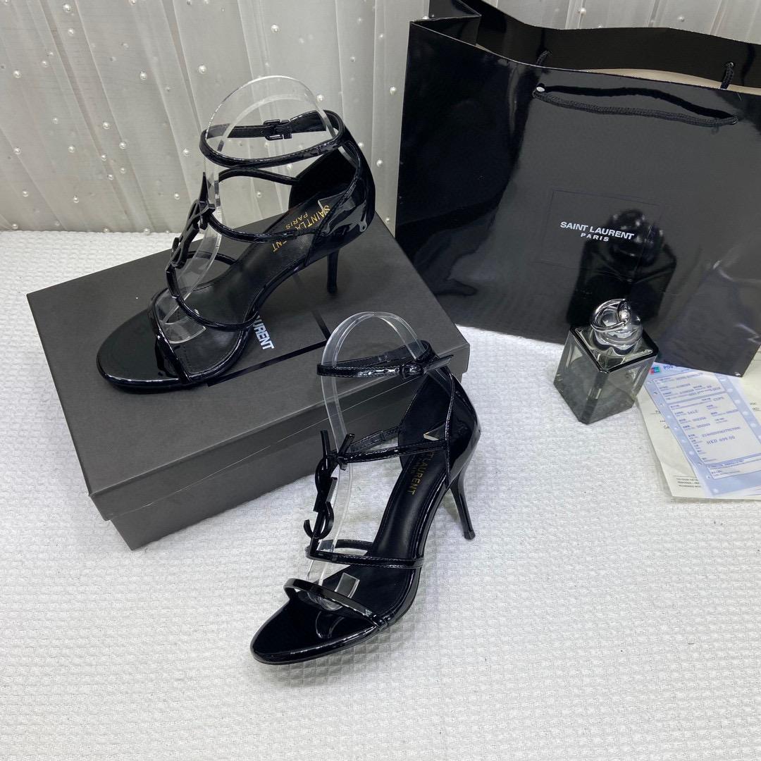 Ysl Saint Laurent Paris Black Patent Leather Monogram Cassandra