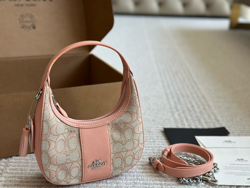 Coach Carmen Shoulder Bag With OG Box Dust Bag (6812-14 Light Pink Cloth)