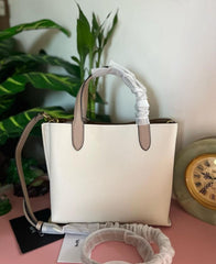 Coach Willow Leather Tote 24 In Colorblock White With Shoulder Strap & Dust Bag 8561