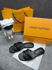 Louis Vuitton Lv Isola Black Flat Mule For Her Wid OG Box Carry Bag Black