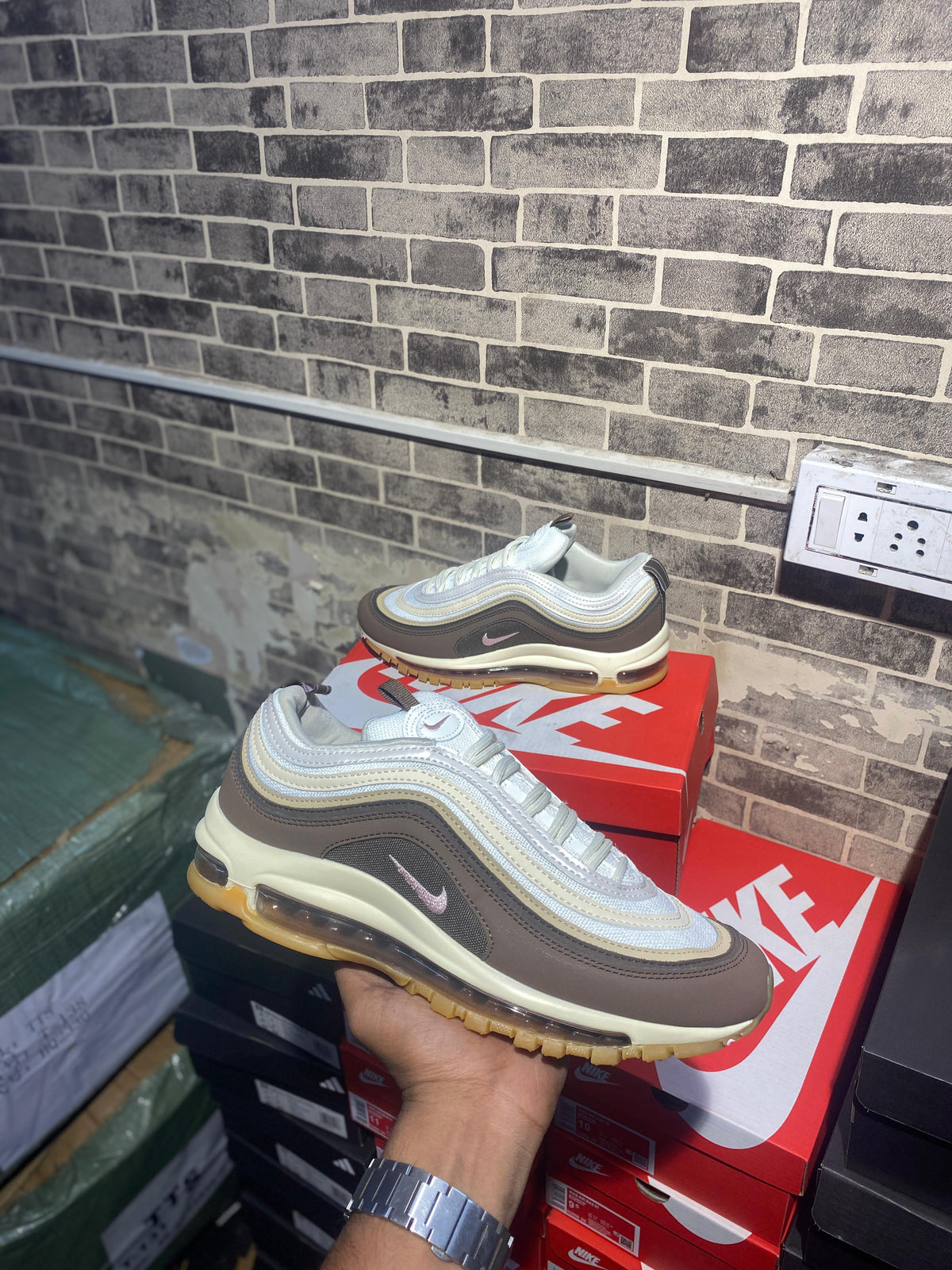 NIKE  AIRMAX 97 MUSLIN PINK FOAM CREPE BROWN
