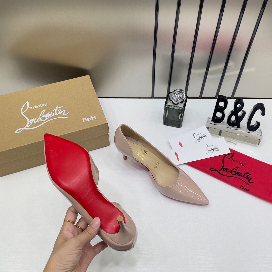 Christian Louboutin Iriza 70 Patent Apricot High Quality Heels With OG Box Dust Bag A418 Apricot