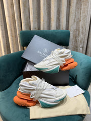 Balmain Neoprene and leather Unicorn low-top sneakers - White Brown Blue
