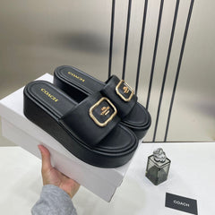 Coach Eloise Black Platform Slide Sandal With OG Box & Dust Bag 6622-7 Black