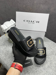 Coach Eloise Black Platform Slide Sandal With OG Box & Dust Bag 6622-7 Black