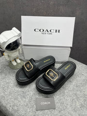 Coach Eloise Black Platform Slide Sandal With OG Box & Dust Bag 6622-7 Black