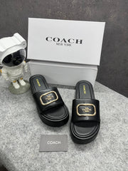 Coach Eloise Black Platform Slide Sandal With OG Box & Dust Bag 6622-7 Black