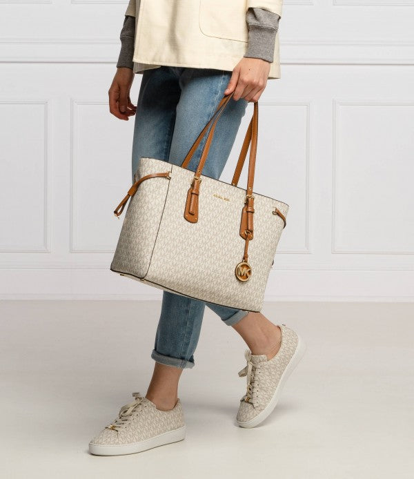 Michael Kors Voyager Beige Brown Tote With Dust Cover (2616 Beige Brown)
