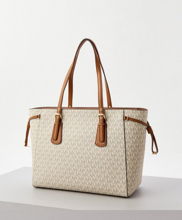 Michael Kors Voyager Beige Brown Tote With Dust Cover (2616 Beige Brown)