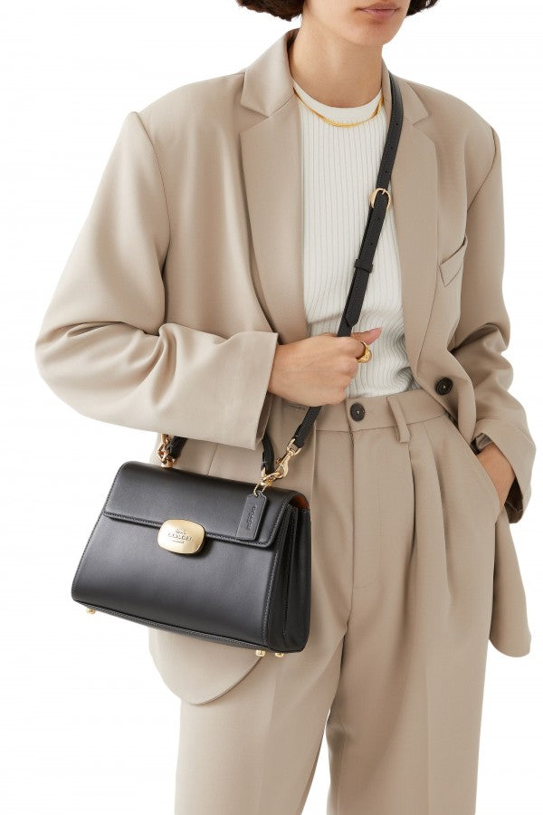 Coach Eliza Top Handle Premium Crossbody Bag With OG Magnetic Gift Box & Dust Bag (Black - 911)