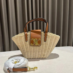 Celine Teen Triomphe Couffin Wicker With Dust Bag 610 Brown
