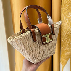 Celine Teen Triomphe Couffin Wicker With Dust Bag 610 Brown