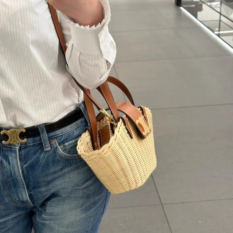 Celine Teen Triomphe Couffin Wicker With Dust Bag 610 Brown