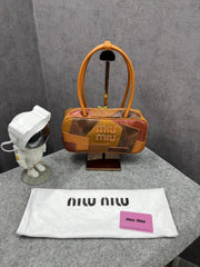 Miu Miu Versatile Long Handle Brown Leather Shoulder Bag With Dust Bag 502 Brown