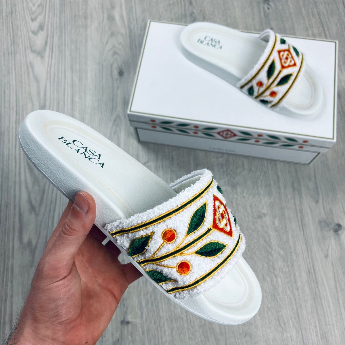 Casablanca Laurel Slides White