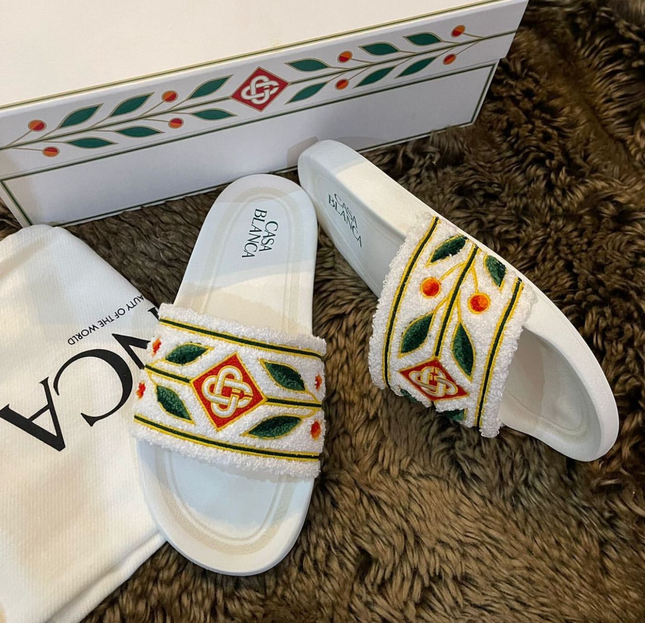 Casablanca Laurel Slides White