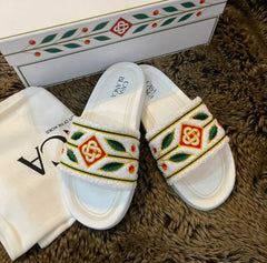 Casablanca Laurel Slides White