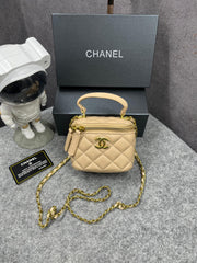 Chanel Mini Lambskin Vanity Bag Apricot With OG Box & Dust Bag 757631 Apricot