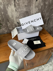 Givenchy Gray Logo Patch Monogrammed Sandals Mens