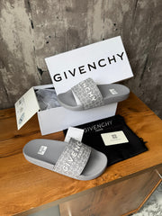 Givenchy Gray Logo Patch Monogrammed Sandals Mens