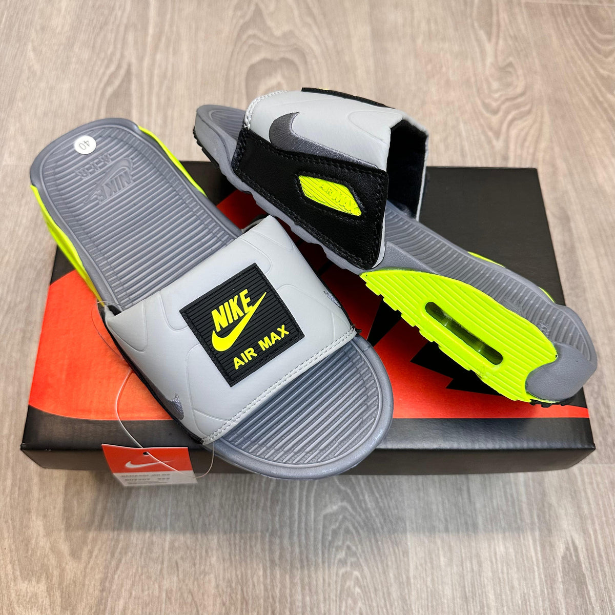 Nike airmax 90 premium grey neon flip flop