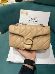 Coach Soft Chalk Tabby 26 Quilted Medium Leather Shoulder Bag With OG Box & Dust Bag (CP-150-Apricot)