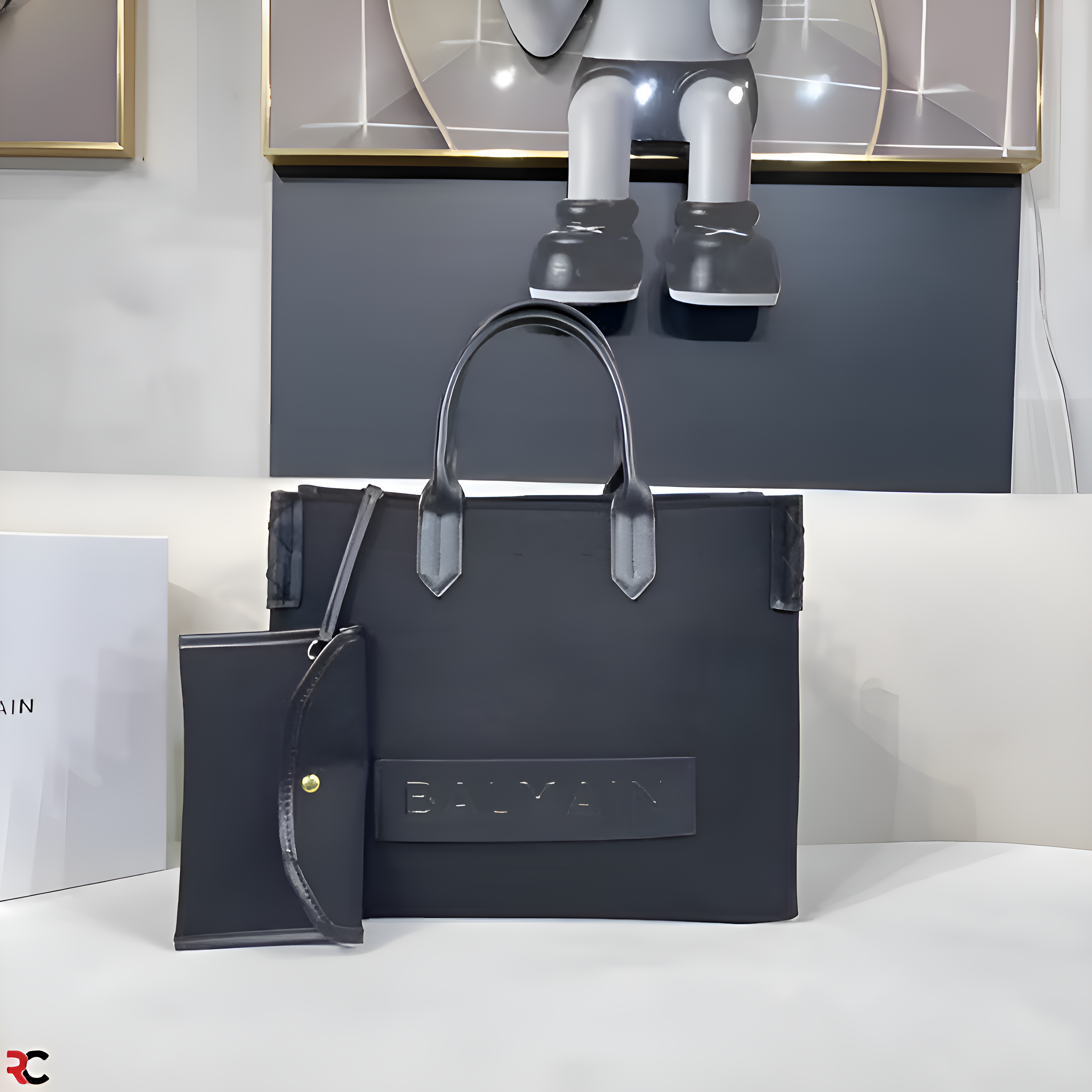Balmain B-Army Black Tote Bag With Pouch Black With Dust Bag 990